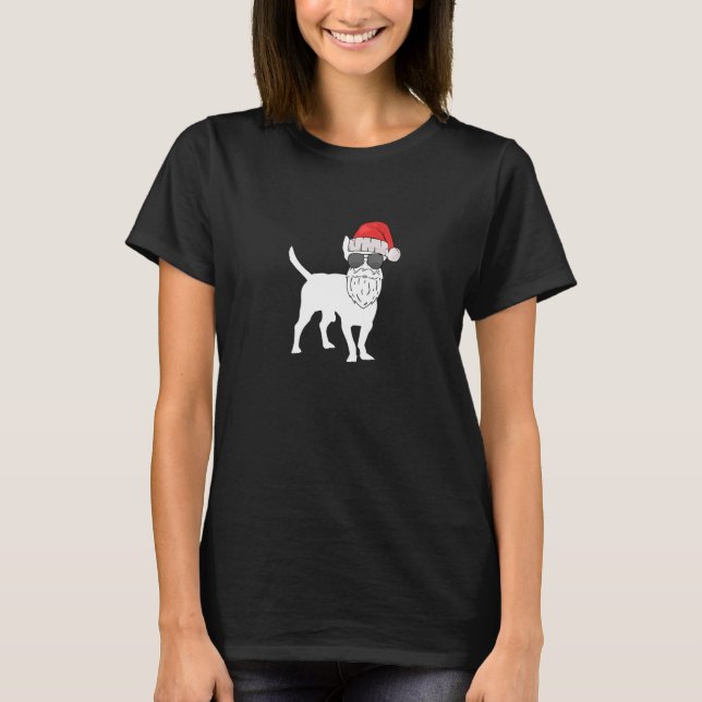 Camiseta O Cachorro Chihuahua De Natal Se Veste Como Sant (Frente)