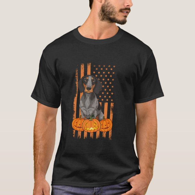 Camiseta O Cachorro de Ponta Alemão - EUA Bandeira Patrióti (Frente)