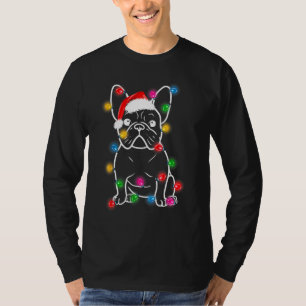 Camiseta O Cachorro Francês Papai Noel Luz Xmas Pajama Ho