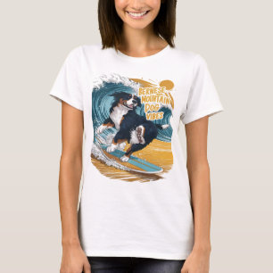 Camiseta O Cachorro-Montanha Wave Rider Bernese Surfing