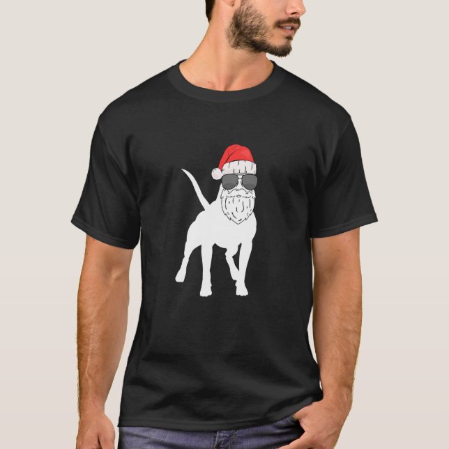 Camiseta O Cachorro Pitbull De Natal Veste-Se Como Papais n (Frente)