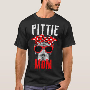 Camiseta O Cachorro Pitbull lança Dia de as mães Pittie Mãe