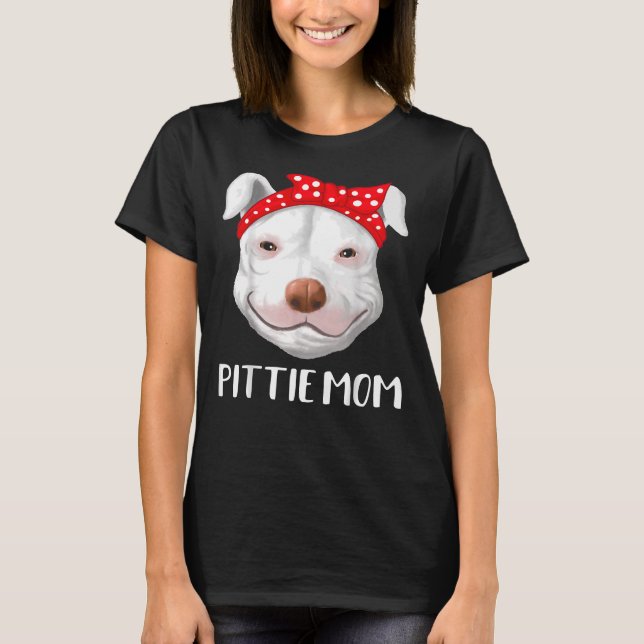 Camiseta O Cachorro Pitbull lança o Dia de as mães Pittie M (Frente)
