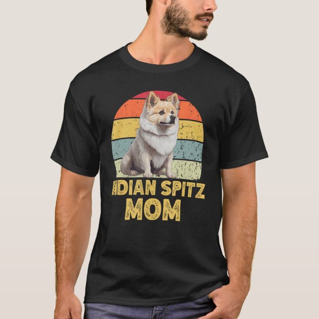 Camiseta O Cachorro Spitz Indiano Mãe Estilo Retro Funny Pe (Frente)