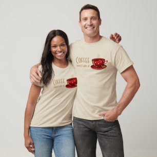 Camiseta O café compreende/w/Tan-T-shirt/Hoodies vermelho