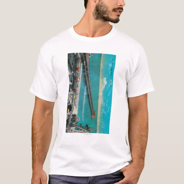 Camiseta O cais e a praia e a Long Beach (Frente)