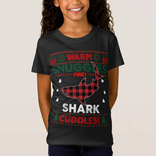 Camiseta O Calor Aluga Os Tubarões De Xmas Ugly Shark Chris (Frente)