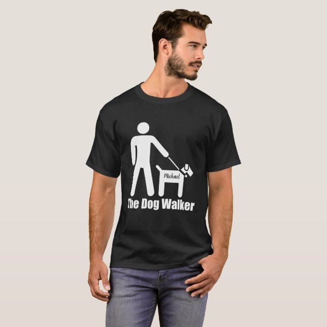 Camiseta O caminhante do cão adiciona o nome ou o texto (Frente Completa)