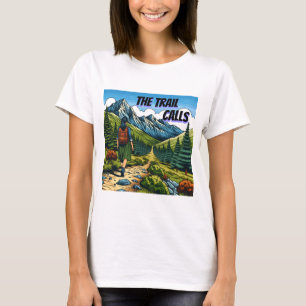 Camiseta O Caminho Chama Mulher Caminhando em uma Trilha