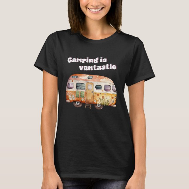 Camiseta O camping é fantástico de van de camping (Frente)