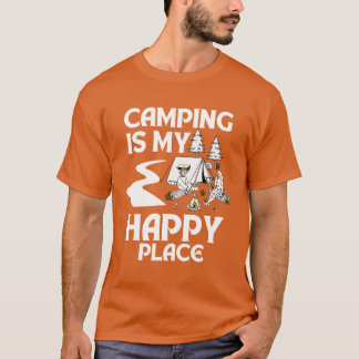 Camiseta O Camping É Meu Lugar Feliz engraçado