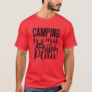 Camiseta O Camping É Meu Lugar Feliz RV Fogueira vintage