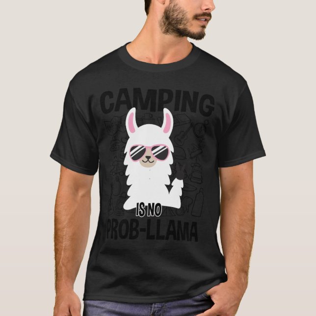 Camiseta O Camping Não É ProbLlama Amigo do Camping (Frente)