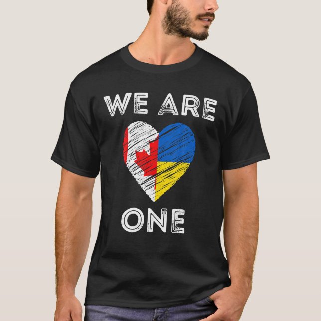 Camiseta O Canadá Apoia A Ucrânia: Somos Um Sinalizador De  (Frente)