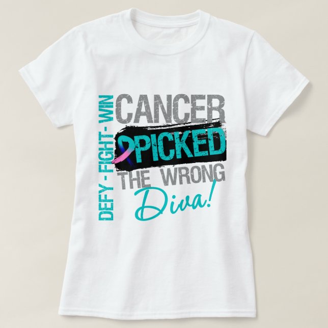 Camiseta O cancer de tiróide escolheu a diva errada (Frente do Design)