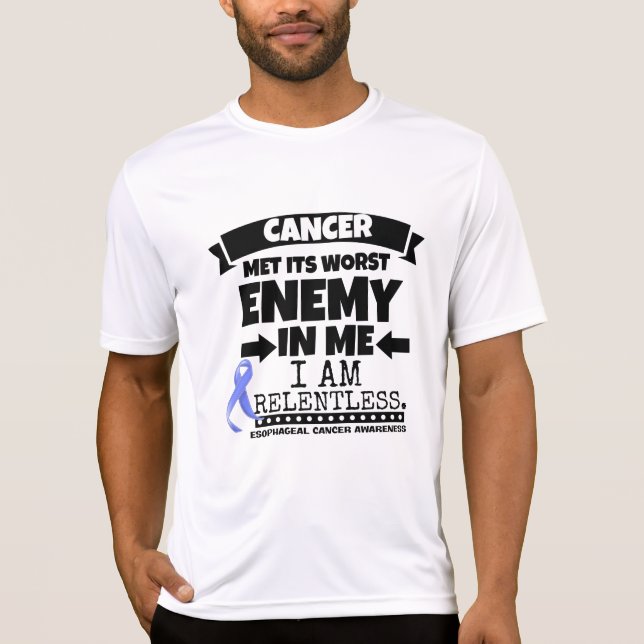 Camiseta O cancer esofágico encontrou seu inimigo mais mau (Frente)