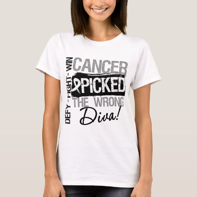 Camiseta O câncer pulmonar escolheu a diva errada (Frente)