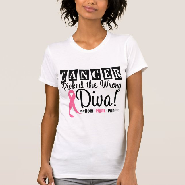 Camiseta O cancro da mama escolheu a diva errada v2 (Frente)
