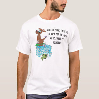 Camiseta O cão da pesca, para o são, lá é terapia. FO…