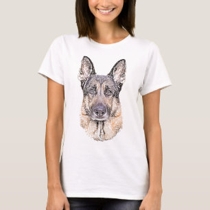 Camiseta O cão de german shepherd esboçou trabalhos de ar