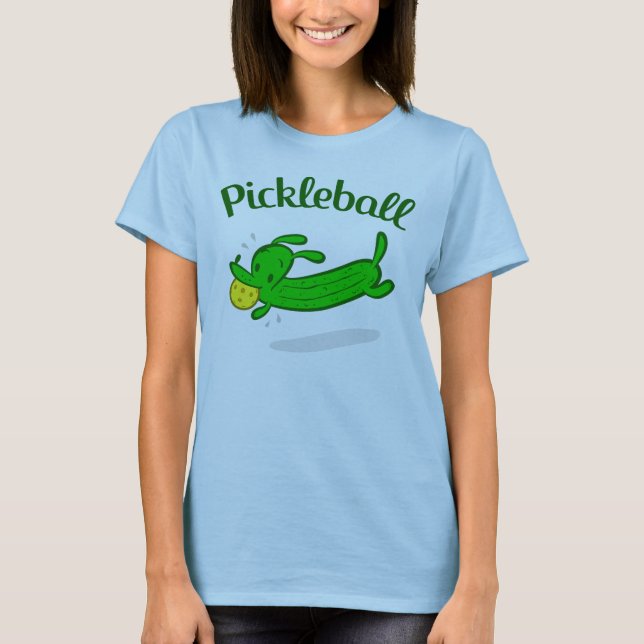 Camiseta O cão do Pickleball das mulheres conserva o (Frente)