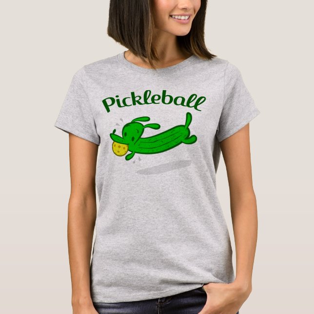 Camiseta O cão do Pickleball das mulheres conserva o (Frente)
