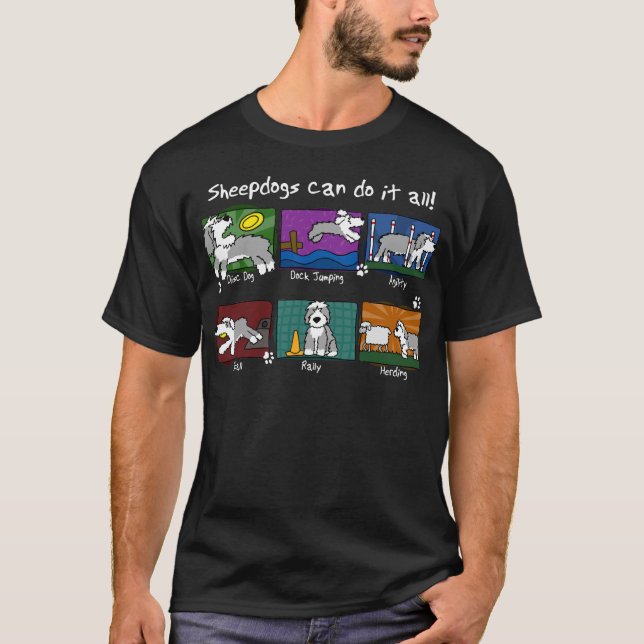Camiseta O cão ostenta o Sheepdog inglês velho (Frente)