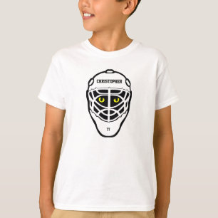 Camiseta O capacete dos olhos de gato do hóquei caçoa o T