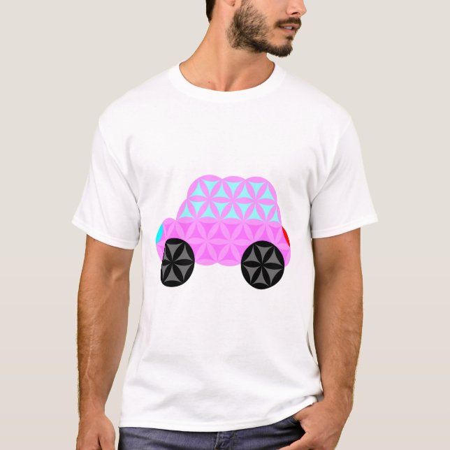 Camiseta O Carro Da Vida - Forma Sagrada A3.Rosa. (Frente)