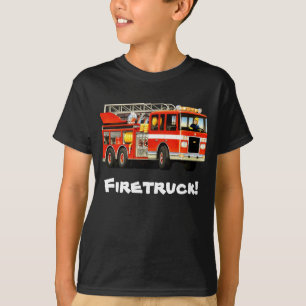 Camiseta O carro de bombeiros feito sob encomenda do miúdo