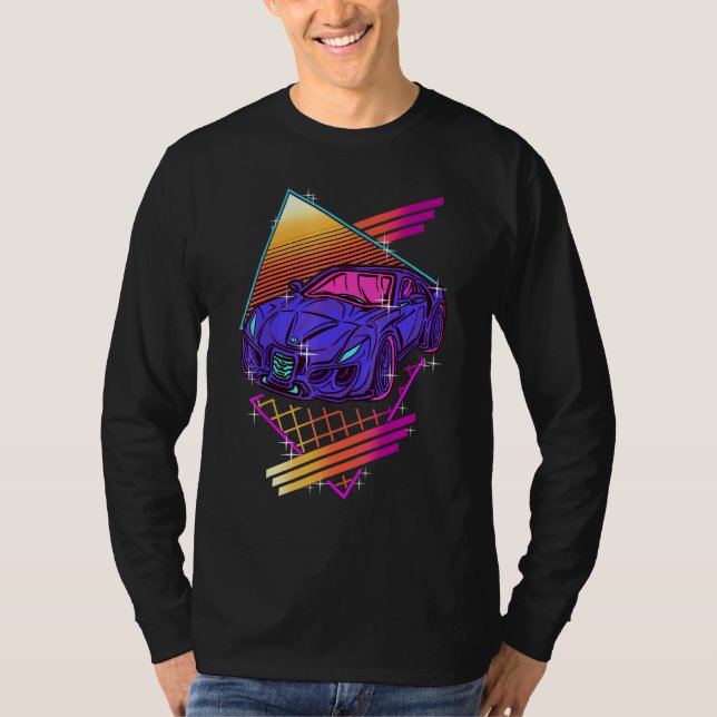 Camiseta O Carro Esportivo Japonês, O Pastel Retro Vaporwav (Frente)