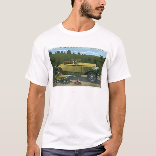 Camiseta O carro o maior no mundo, prova de Studebaker (Frente)