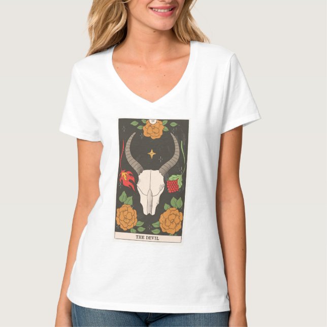 Camiseta O cartão de tarô do diabo, a grande Arcana moderna (Frente)