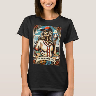 Camiseta O cartão de tarô do esqueleto da mãe de beisebol d