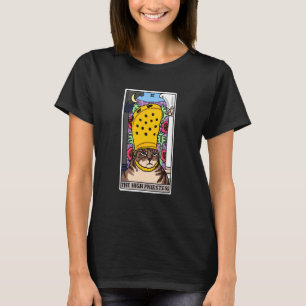 Camiseta O Cartão de Tarot da Alta Sacerdotisa Gato Preto M