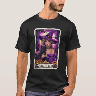 Camiseta O Cartão de Tarot da Bruxa Vibes de Halloween Góti