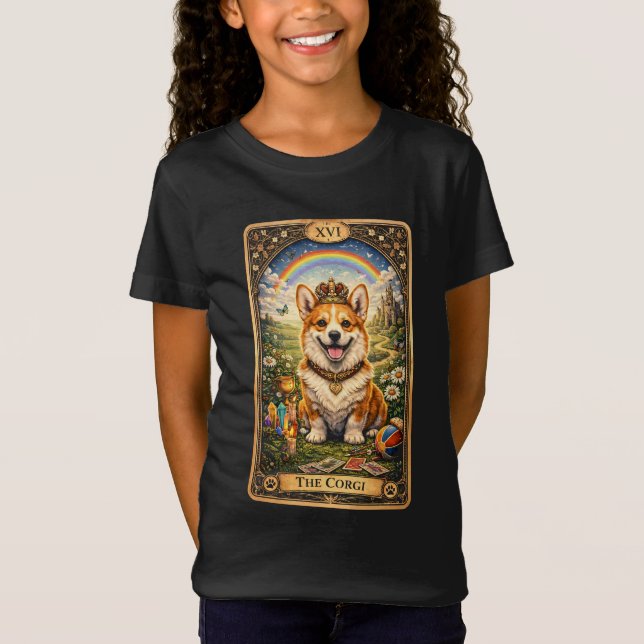 Camiseta O Cartão de Tarot do Corgi (Frente)