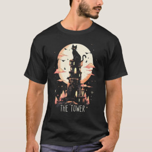 Camiseta O cartão de tarot do gato da torre bruxa witchy wi