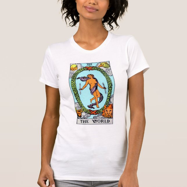 Camiseta O cartão de Tarot do mundo (Frente)
