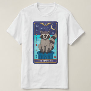 Camiseta o cartão de tarot do raccoon, mente positiva, fiqu