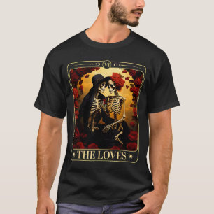 Camiseta O Cartão de Tarot dos Amantes Esqueleto Dia dos Na