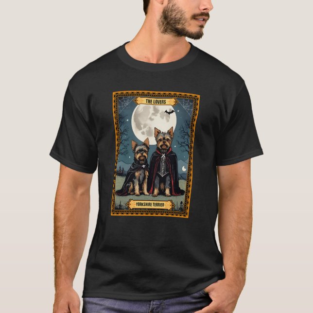 Camiseta O Cartão de Tarot dos Lovers Yorkshire Terrier Hal (Frente)