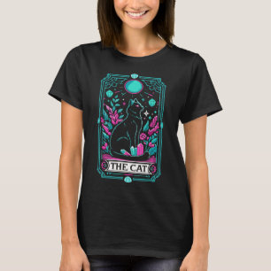 Camiseta O Cartão Tarot do Gato Negra Mística das Bruxas de