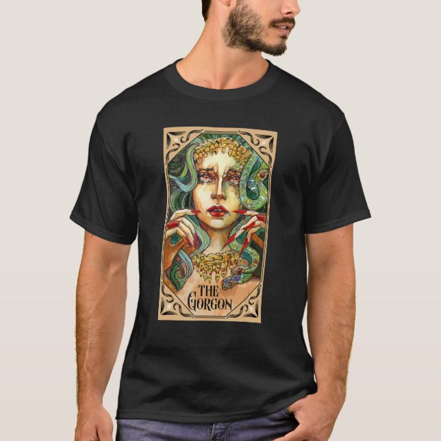 Camiseta O Cartão Tarot Gorgon Medusa Mito Grego (Frente)