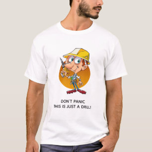 Camiseta O Cartoon De Um Trabalhador De Construção Engra