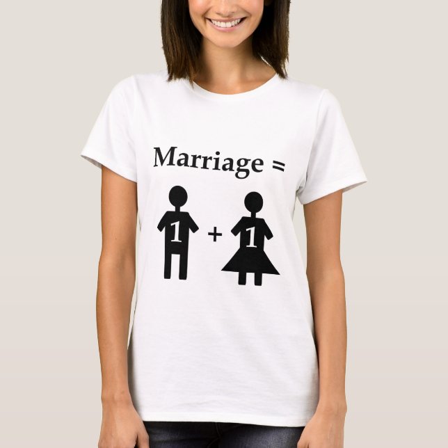 Camiseta O casamento iguala um homem mais uma mulher (Frente)