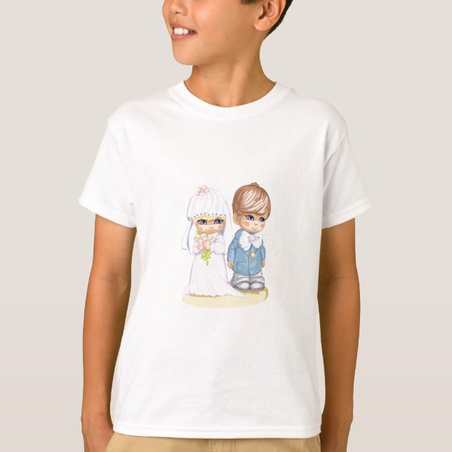Camiseta O Casamento Infantil Veste-Se Segundo Design (Frente)