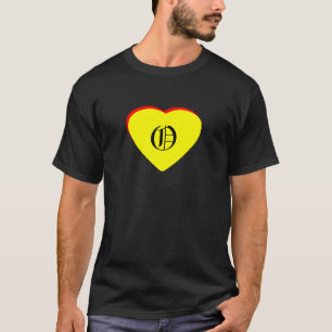 Camiseta "O" Casamento Vermelho Amarelo Coração Convite O M