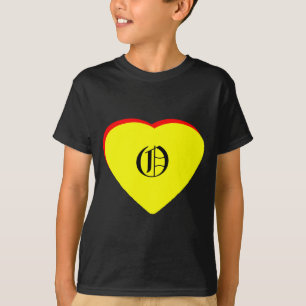 Camiseta "O" Casamento Vermelho Amarelo Coração Convite O M