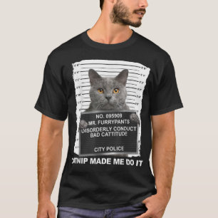 Camiseta O Catnip Fez-Me Fazer Isso Engraçado Chá Gato
